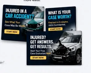 Collection of promotional social media ads for an accident case calculator.